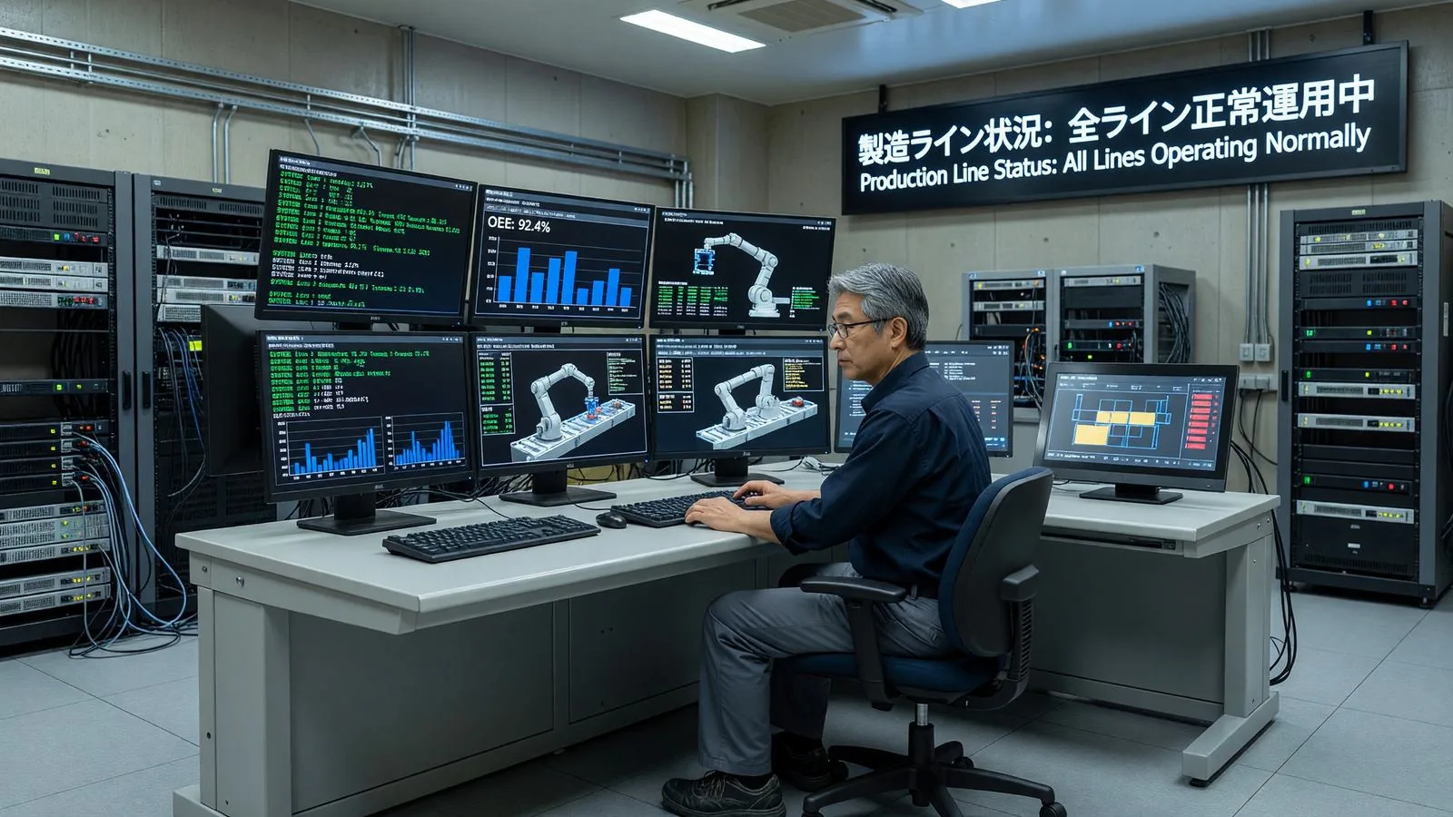 製造現場のIT機器を確認する担当者
