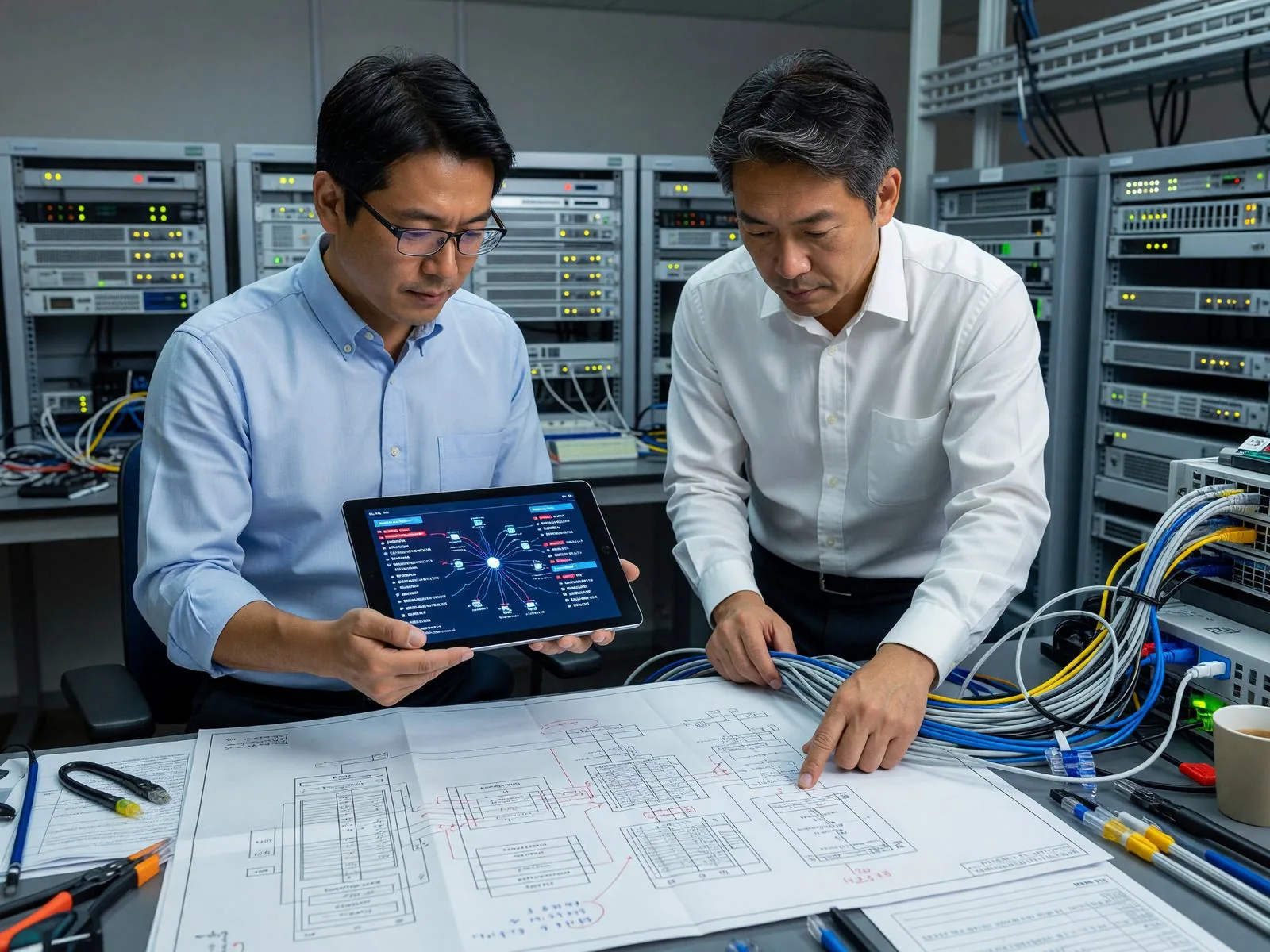 ネットワーク設計を検討するエンジニア