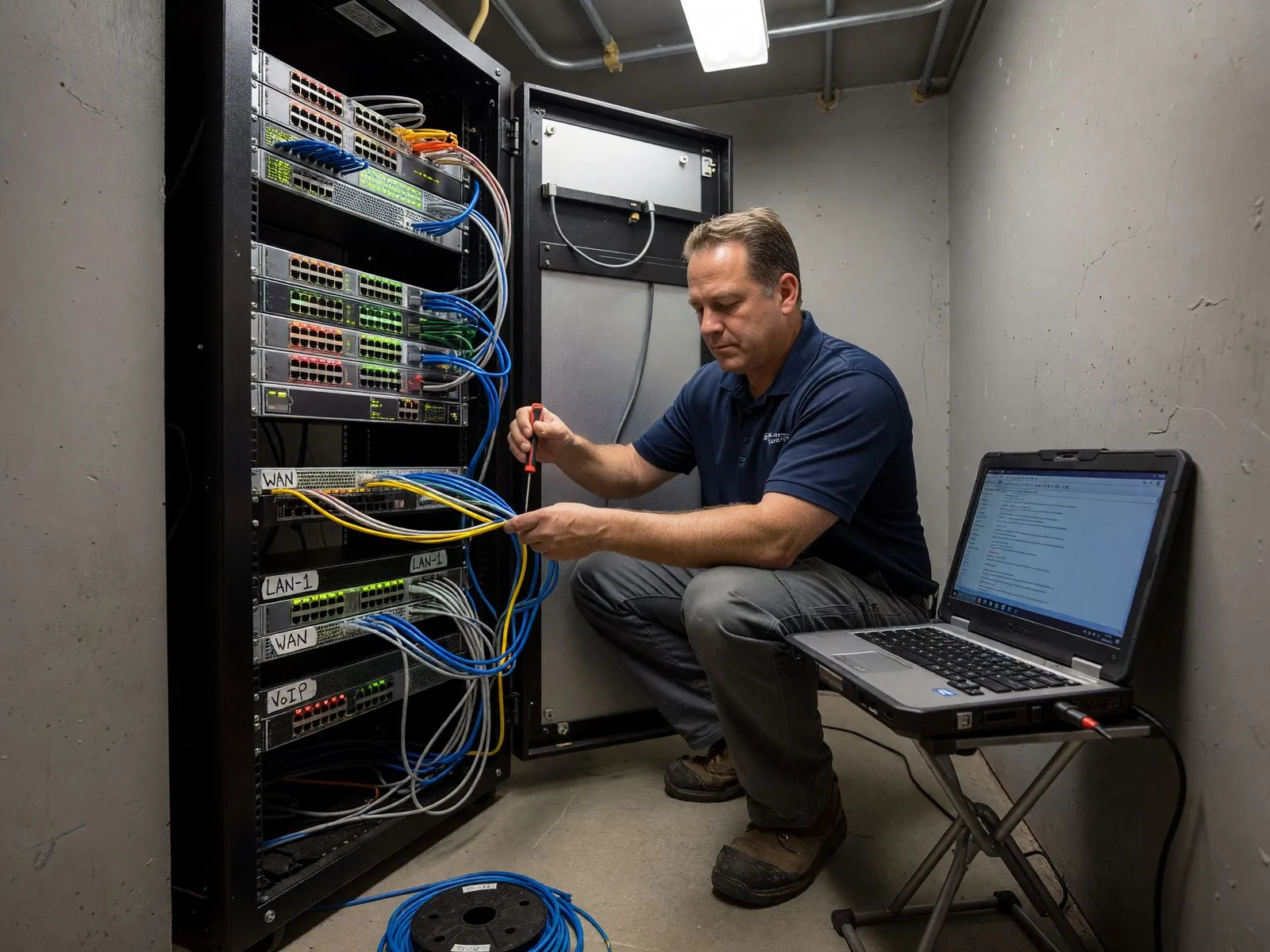 現地でのネットワーク機器設置作業